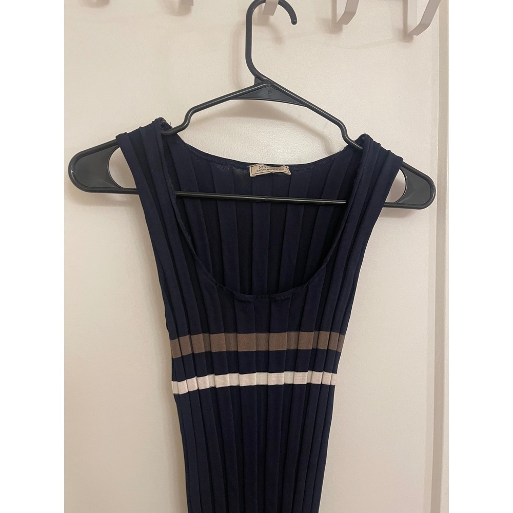 Vintage Nina Ricci Striped Bodycon Dress Designer Euro Chic
